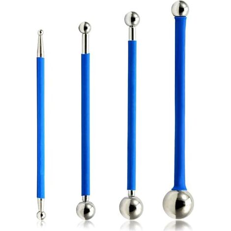 Lot de 4 outils de calfeutrage en métal pour argile polymère - Finition pour joints de carrelage, enduit, mastic, finition, fondant, papier (1/4)