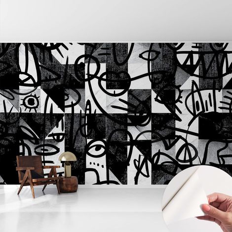 Carta da parati autoadesiva - fotomurale - decorazione parete - murale - adesivo da muro - Caos grafico 416x254 cm (1/5)