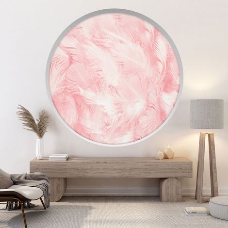 Stickers Trompe l'oeil Arche ronde - Plumes - Diamètre 30 cm (1/4)