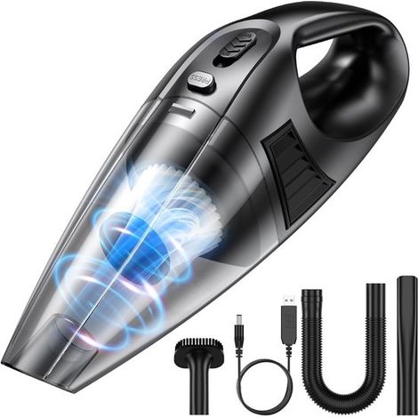 Aspirateur à Main sans Fil - 0, 6kg Léger - Aspirateur Puissant 120w sur Batterie - 60 000 Tr/min & 9 000 Pa - Rechargeable USB - 3 Embouts & 2 (1/5)