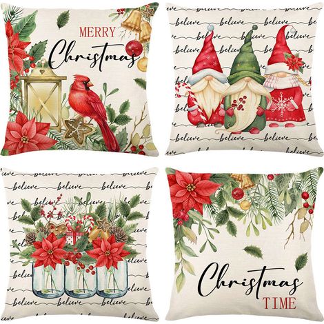 Kissenbezüge 45 x 45 cm (2er-Set) – Rustikale Weihnachtsdekoration – Für Sofa, Schlafzimmer, Wohnzimmer (1/2)