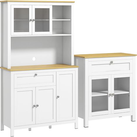 HOMCOM conjunto de cocina juego de 1 alacena de cocina y 1 aparador de cocina con cajón y estante ajustable estilo moderno 100x40x180 cm 80x40x90 cm (1/5)