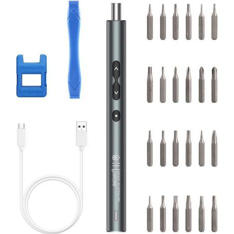 Kit Tournevis de Précision Magnétique ORIA - 28 en 1 Jeu de Tournevis de Electrique - Rechargeable avec USB (1/4)