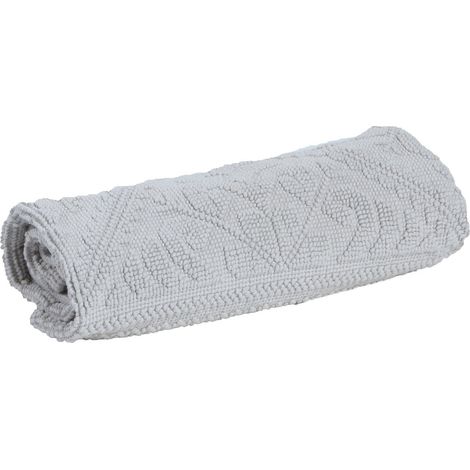 Tapis de Bain 100% Coton avec Tissage Jacquard et Motifs Arabesques Coloris Craie - PANGIVO (1/5)