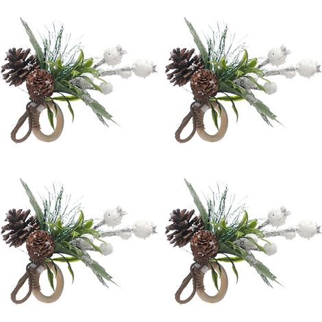 (Typ F) 4 dekorative Weihnachtsserviettenringe, Heimdekoration, Tischdekoration, Attrappen-Serviettenringe, Seidenpapierringe (4 Stück pro Packung) (1/2)