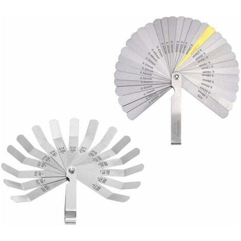 Tigrezy 2pcs Feeler Gauge Shim Set 32 Imperial Metric Blades and 16 Manganese Steel Feeler Gauge Blades for Accurate Thickness Interval Measurement - (1/3)