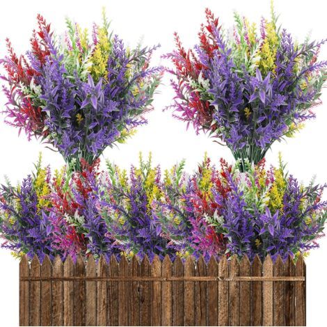 12 pcs, Résistant aux UV Fleur Artificielle Lavande Faux Plantes pour Intérieur et Extérieur DIY Home Decor