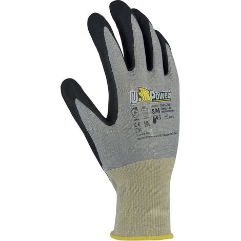 U-Power Rumba Guanti Lavoro Antinfortunistica Nylon Nitrile Grigio 7/S
