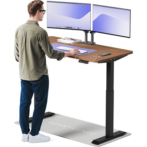 Desktronic Bureau assis debout HomeOne - 140x70cm - Noir/Noyer