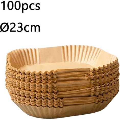 PETHREE Airfryer-Backpapier 8-10L 100 Stück BPA-frei Verdickt 23-27cm Airfryer-Papier Quadratisch Antihaft-Ölbeständig Airfryer-Tabletts Zubehör (1/5)