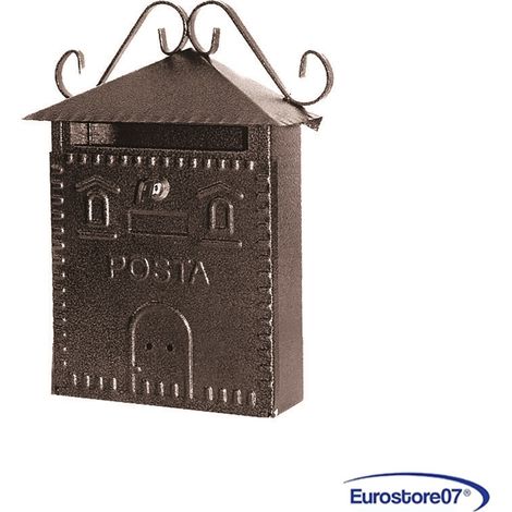 cassetta posta postale rustica cm.30x10x36h. In ferro battuto verniciata nera (1/4)
