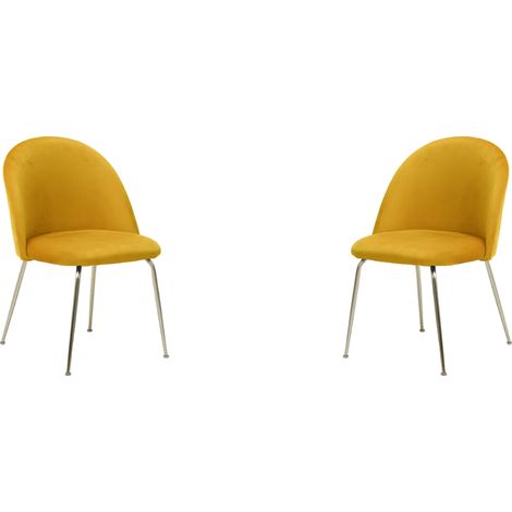 Sedia poltroncina in velluto Senape con gambe in metallo Oro - PARIS 2 sedie (1/5)