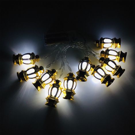 Guirlande Lumineuse LED - 10 Lampes Forme de Lampe à Huile - 165 cm - Pour Décoration Intérieure et Extérieure - Ramadan Eid - Lot de 1 (1/3)