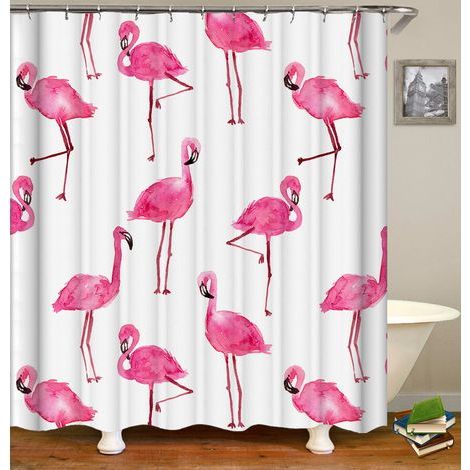180x180cm (Flamingo) Duschvorhang, wasserdicht, Badezimmervorhang B (1/5)