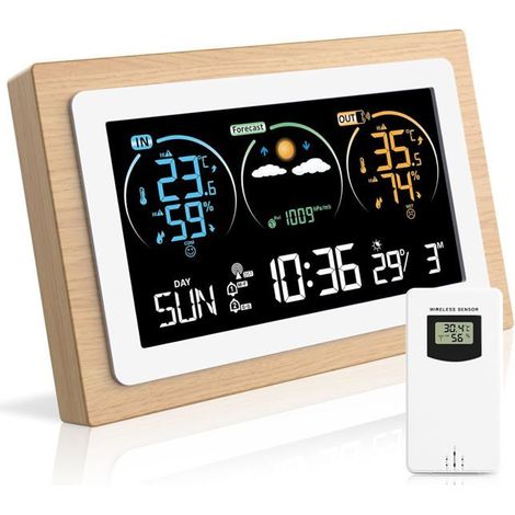 Ecleanfy - Station Meteo Interieur Exterieur Sans Fil, Station Meteo Sans Fil avec Capteur Etérieur, Thermomètre Hygromètre Numérique (1/5)