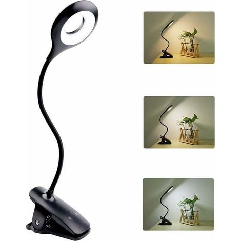 Lampe à pince, Lampe de lecture à clipser et Intensité Réglables, Lampe de Chevet USB Tactile avec Pince pour Enfants (1/5)