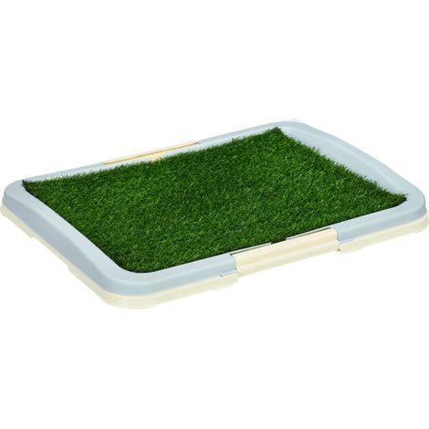 Bac de toilette pour chien avec tapis synthétique, plateau antidérapant et grille de protection 63 x 48,5 cm (1/5)