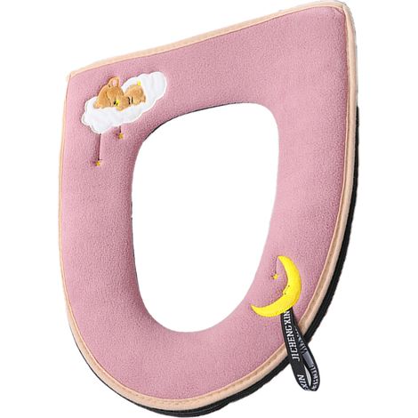 Abattant De Toilette Lavable - Housse En Coton Et Cuir Pu Avec Fermeture Éclair - Pour Siège Ovale Allongé - 1 Pièce (1/5)