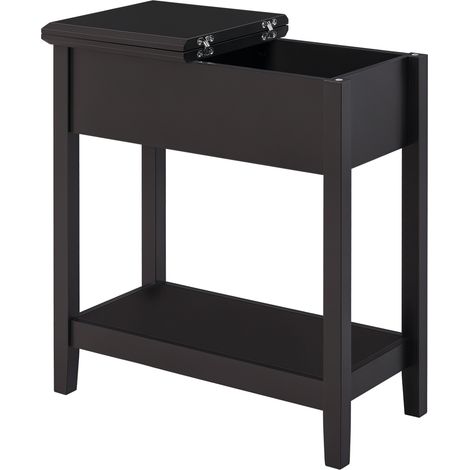 HOMCOM End Table, Narrow Side Table with Flip Top, Bottom Shelf