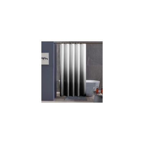 180x200cm Rideau de Douche Anti Moisissure Noir Dégradé Tissu Lavable en Machine Petit Rideau de Bain Textile en Polyester Imperméable avec 10 Anneau Rideau Douche (1/5)