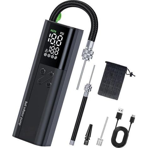 Pompe À Air Électrique - Manomètre Numérique LCD - Plage De Pression 0-16 PSI - Pour Ballons De Basketball Football Volleyball - Batterie Intégrée 2000 mAh - 1 Pièce (1/3)