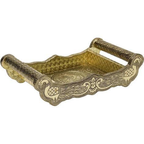 Bandeja de metal repujado dorada 25x13x6 (1/5)