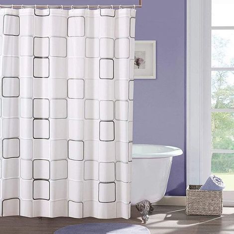 Rideau de Douche, Grand Rideau Douche avec 12 Crochets en Plastique Anneaux de Rideaux Rideau de Douche Anti-Moisissure Parfait pour Dortoir/Famille/Appartement/Hôtel Shower Ccurtain-Fei Yu (1/4)