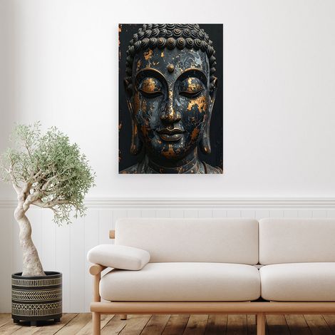 Wandbild Schwarze Buddha Statue Zen Spa Orient 70x100 (1/4)