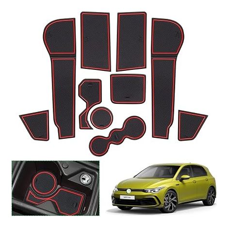 Rubber Mat Center Console Mat Armrest Cup Holder Door Seam Accessories (Red) (1/5)