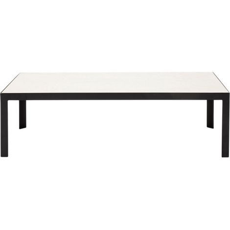 Table basse en Plateau en enduit effet béton et piètement métal noir ORELIA