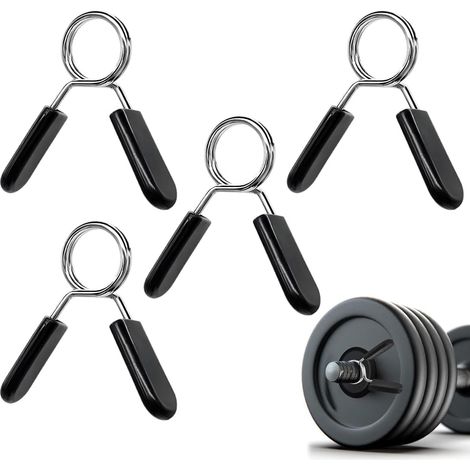 4 Pièces 25mm Pince à Ressort pour Haltères, Verrouillage Barre de Musculation Sécurisé, Stop Disque Acier à Ressort ABS, pour Musculation, Barre de Musculation (1/5)
