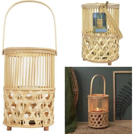 Lanterne - HOME DECO FACTORY - Tressée - En bambou - Beige (1/5)