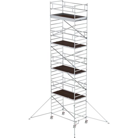 Günzburger Steigtechnik Echafaudage roulant 1,35 x 2,45 m avec stabilisateur & double plate-forme Hauteur de plate-forme 8,35 m - 168836