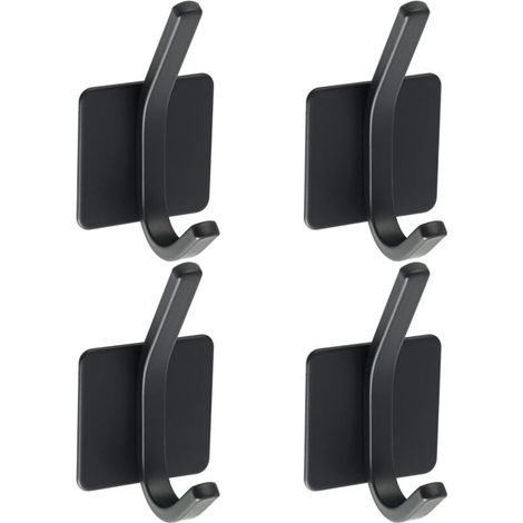 4 Pcs Adhesive Hooks SUS 304 Stainless Steel Wall Mounted Coat Hook Black Towel Holder for Bathroom or Kitchen