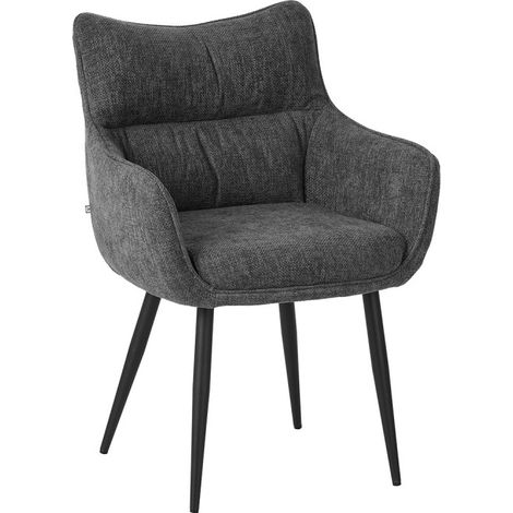 Fauteuil repas Lucas tissu gris pieds métal (1/4)