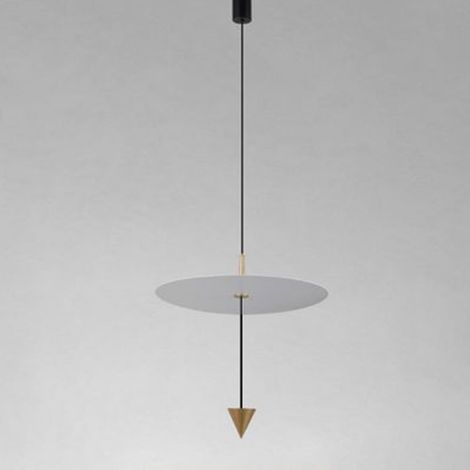 TRADE SHOP - Lampadario A Sospensione Lampada 18w Luce Led 6500k Disco Bianco ø42cm Cono Oro 33085 - (1/4)