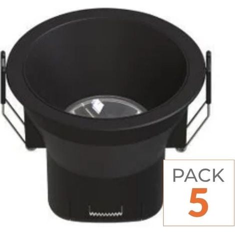 Spot LED Encastrable 9W IP44 Dimmable Noir CCT Ø85mm - 3000K/4000K/6500K - Pack de 5 - SILAMP (1/2)