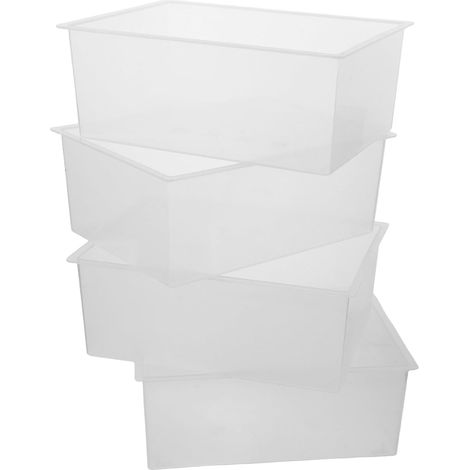 4 Pièces Bassine en Plastique pour Laboratoire, Bassin D'eau Transparent Carré, 10,5x7,7x3,9 Pouces, pour Lavage des Outils de Laboratoire et Expériences Scientifiques (1/5)