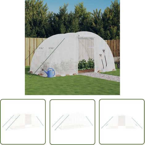 Serre avec cadre Serre de Jardin Serre De Jardinage en acier blanc 8 m² 4x2x2 m 96188 (1/5)