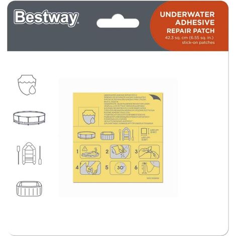 Bestway Lot de 10 rustines de réparation étanches adhésives (1/5)