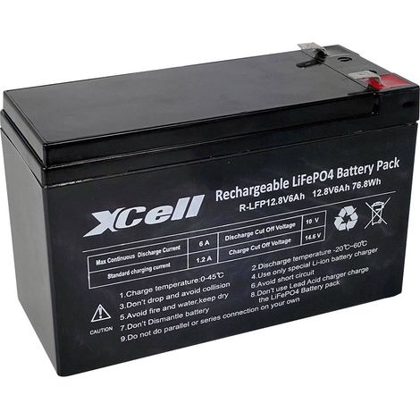 XCell 12.8-6 Pile rechargeable spéciale pile carrée LiFePo fiche plate LiFePO 4 12.8 V 6000 mAh 1 pc(s) (1/2)