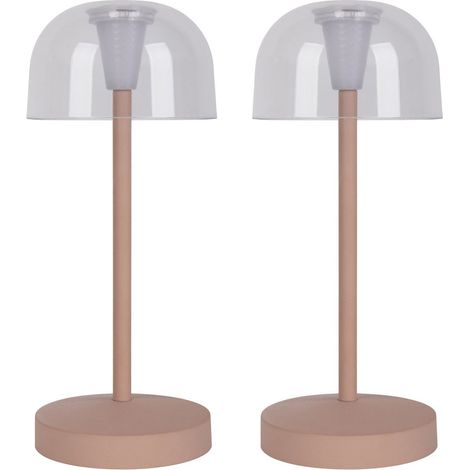 Lot de 2 lampes de table LED sans fil extérieur et intérieur métal Amande givrée 18,5 cm - PANGIVO (1/5)