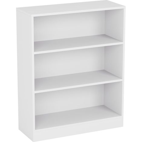 Bibliothèque Basse Cambridge, Étagère Autoportante, Rangement, Salon, 75x60x24cm, 3 Niveaux, Blanc (1/5)