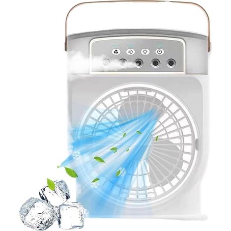 Refroidisseur d'Air Portable - Climatiseur 3 Vitesses avec Ventilateur à Glace (Blanc, Modèle à Brancher) (1/5)
