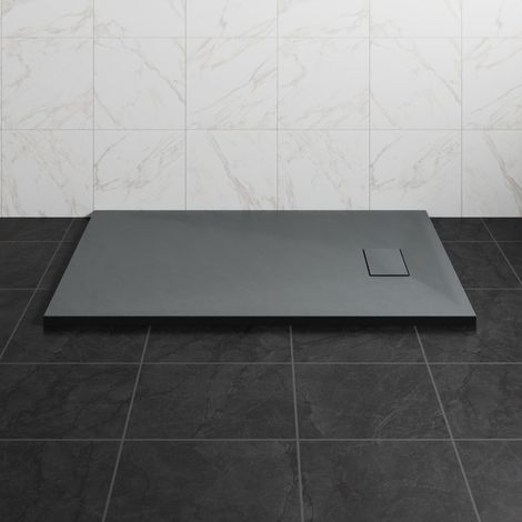 NRG 1200 x 800mm SMC Anthracite Rectangle Slate Effect Bathroom Shower Tray
