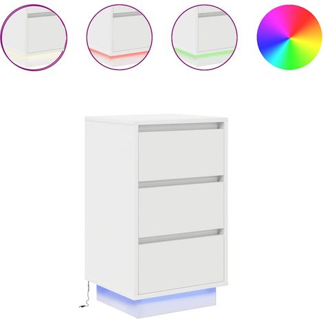 Maison Exclusive - Nachttisch mit LED-Leuchten Weiß 38x34x65 cm
