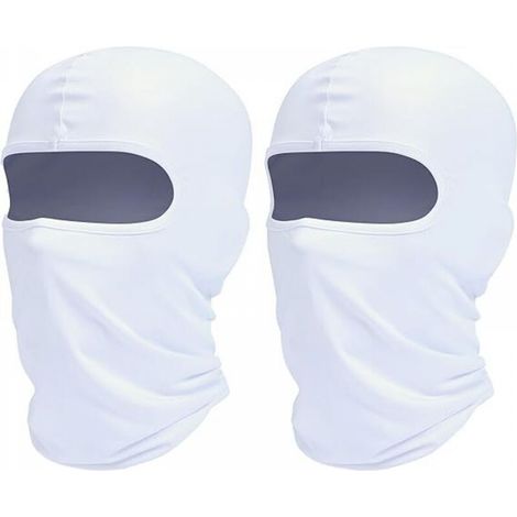 Masque de cyclisme extérieur blanc (2 pièces), bandeau/couvre-chef sportif coupe-vent et respirant pour vélos et motos. (1/5)