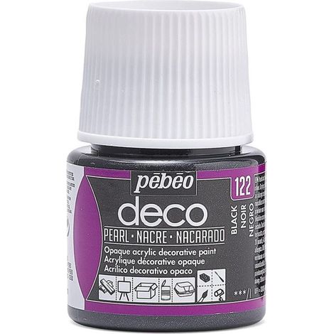 Peinture acrylique - Noir - Nacré - Pébéo - Déco - 45ml
