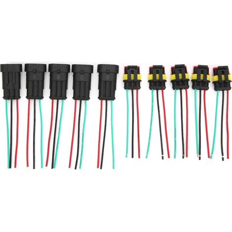 Connecteur électrique étanche auto 3P 1/2/3 broches avec câble, lot de 5 (1/5)