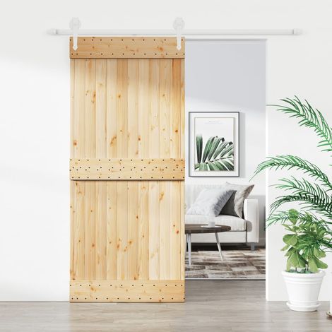Puerta corredera con herrajes madera maciza de pino 90x210 cm vidaXL (1/5)